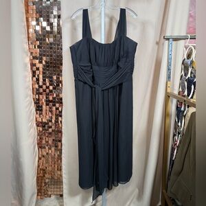 Vtg Black Sheer Layered Dress Sheer Belt & Straps Size 24